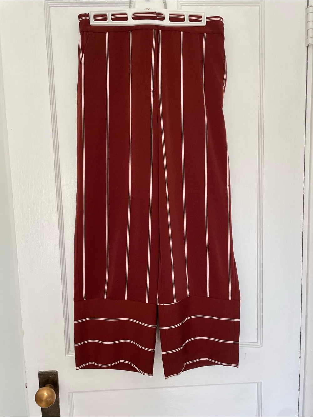Dynamite Capri Wide-Leg Striped Pants in Copper